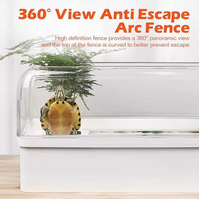 AZV Turtle Tank Habitat Kit,Complete Aquatic Tortoise Starter Enclosure with Filter,Basking Platform with Hideout,Multi-Function Area,Drainage,Plants and Lamps,Perfect for Red Eared Slider Aquarium