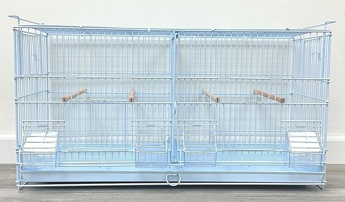 LOT of White Stackable Breeder Bird Flight Cage with Removable Center Divider and Breeding Nest Box Doors (White, 26.5"x11"x15"H Lot of 4)