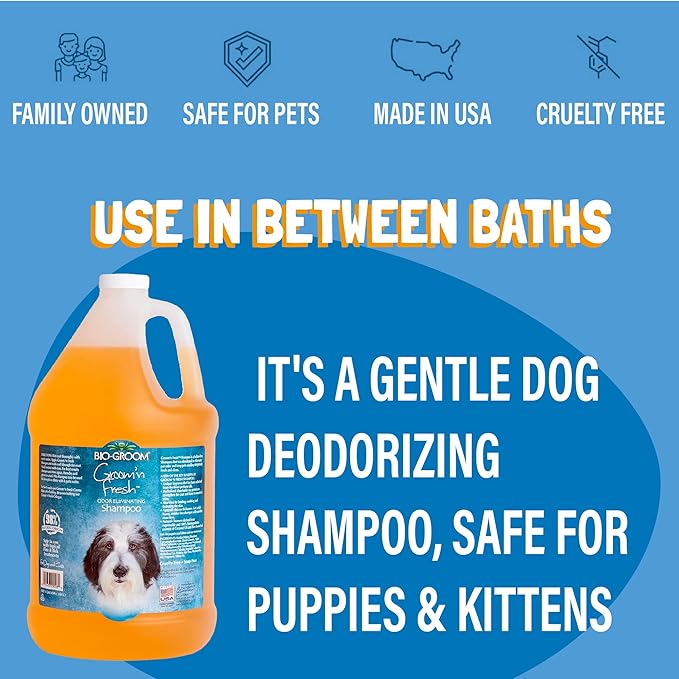 Bio-Groom Groom'n Fresh Dog Shampoo – Odor Eliminating, Dog Bathing Supplies, Puppy Wash, Cat & Dog Grooming Supplies, Cruelty-Free, Made in USA, Dog Products – 1 Gallon
