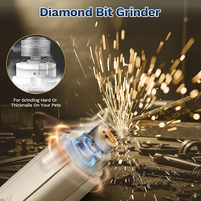 2-in-1 Dog Nail Clippers & Cat Nail Clippers Trimmers for Large Medium Small Dogs Cats Claw Trimmer Quick Sensor and Safety Guard USB Rechargeable with 2 LED Lights Dogs Nail Trimmer (White)