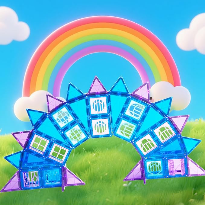 MAGBLOCK 102Pcs Magnetic Tiles Magnetic Toys Magnet Building Tiles Building Blocks for 3 4 5 6 7 8 Years Old Girls and Boys Birthday Gifts Preschool STEM Educational Toys