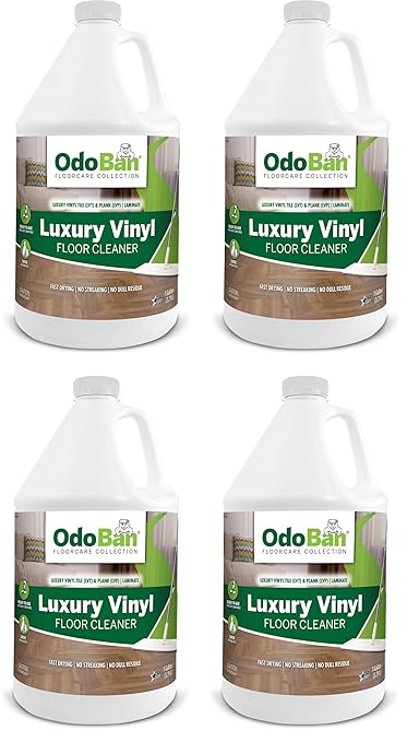 OdoBan Ready-to-Use Luxury Vinyl Floor Cleaner, Streak Free and Neutral PH Formula, Made in the USA, Scentless, 4 Gallons