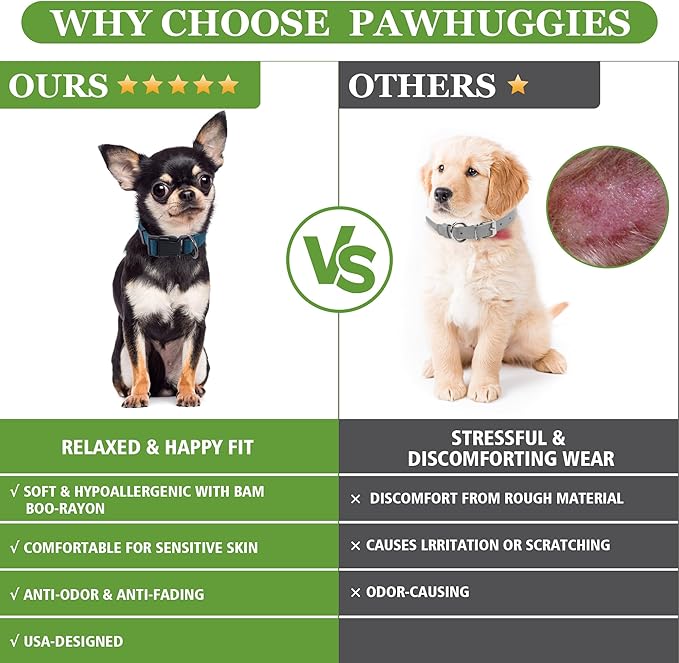 Blue Dog Collar for Large Dog, Breathable, Anti-Odor & Soft, Comfortable for Sensitive Skin Puppies, 90% Bamboo Rayon, Adjustable Quick-Release Buckle Pet Collar for Large Breeds