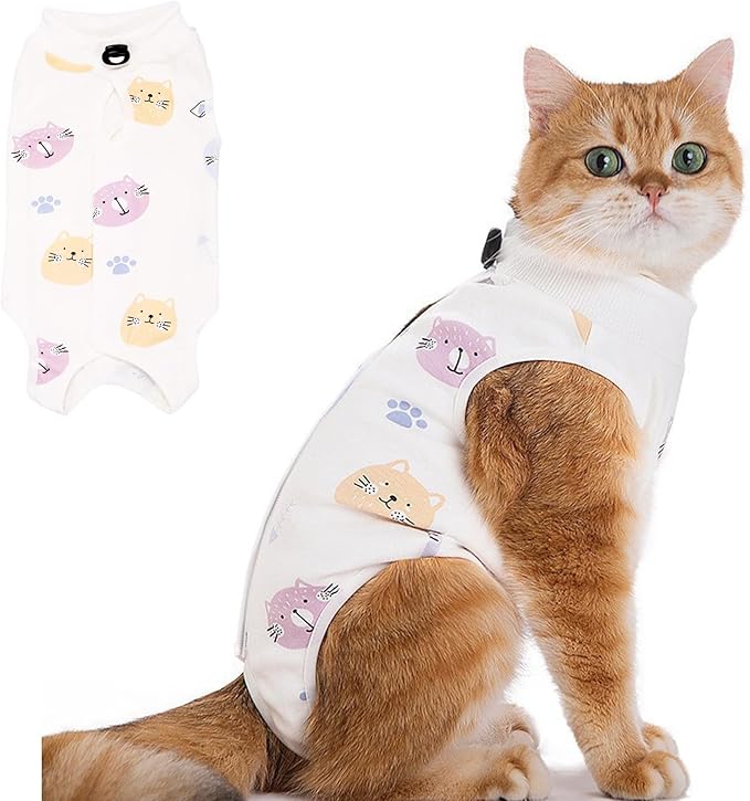 Cat Recovery Suit for Spay Abdominal Wounds Female, Onesie for Cats After Surgery, Surgery Recovery Suit Kitten Onesie for Cats Anti Licking (Cat, Large)