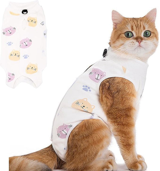 Cat Recovery Suit for Spay Abdominal Wounds Female, Onesie for Cats After Surgery, Surgery Recovery Suit Kitten Onesie for Cats Anti Licking (Cat, Large)