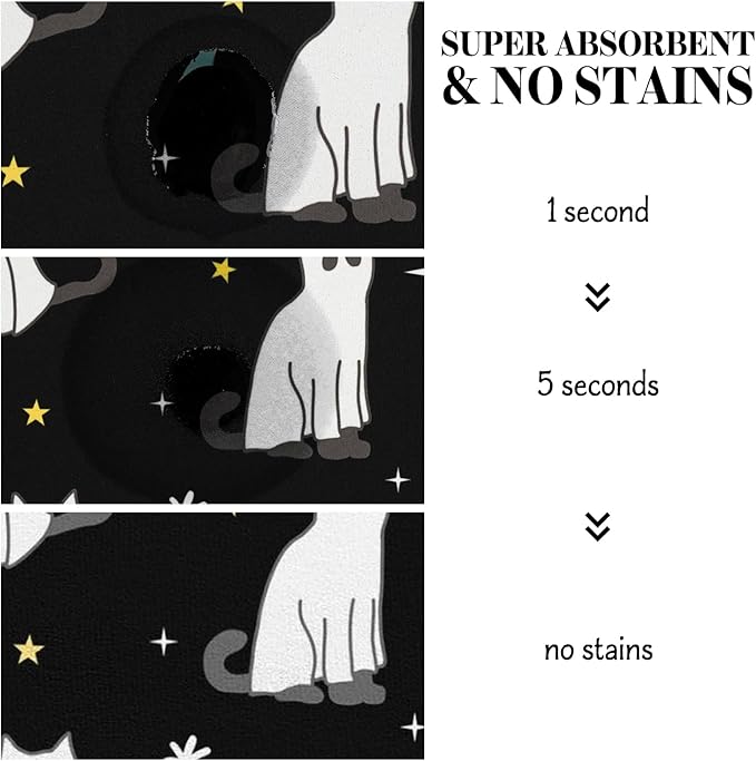 Halloween Dog Food Mat for Floors - Absorbent, Quick Dry, Non-Slip Bowl Mat for Pet Food and Water - Cat and Dog Accessories