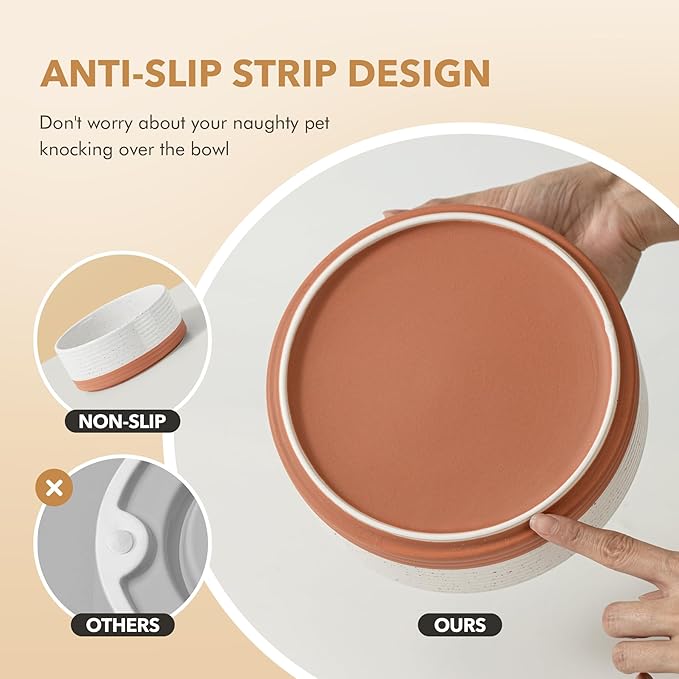 Ceramic 5.1inch Set of 2 Dog and Cat Bowls for Puppy, Kitty, Cats, 2pcs Anti-Slip Food and Water Pet Feeder(2 Bowls, Vanilla White)