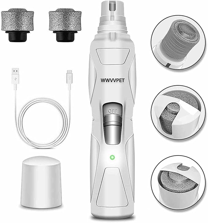 WWVVPET Replacement Grinding Wheel Heads 2 Pack Too-zey/Other Brands of Electric Dog Nail Grinders Pet Cat Nail Clippers【New Type】, Diamond Bit Material