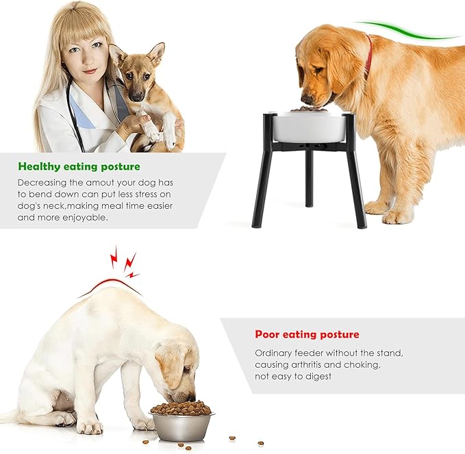 Dog Bowl Stand for Medium & Large Dogs, Adjustable Width 7-10.7", 11in Tall Elevated Dog Food Water, Bowl Not Included
