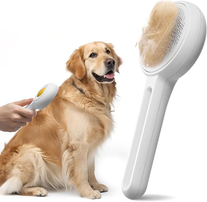 Self Cleaning Slicker Cat & Dog Brush - Skin Friendly Shedding Grooming Tool for Pets, Pet Supplies Accessories, Deshedding Comb for Short Long Haired Kittens, Massage Function to Removes Loose Fur