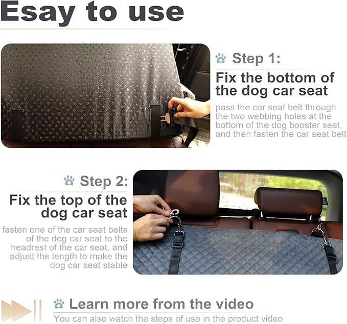 Youvee Dogs Car Seat and Bed 2 in 1,Pet Car Bed for 2 Small or 1 Medium/Large Dog up to 60 lbs,Dog Booster for car Back Seat,Comfortable,Fully Detachable and Washable(Black Outside Brown Inside)