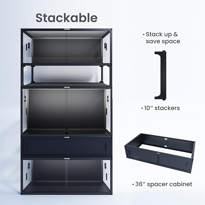 50 Gallon Bearded Dragon Tank, Reptile Enclosure for Easy Maintenance, Front Opening Reptile Tank with Top Screen Ventilation & Glass Sliding Door 36''x18''x18''