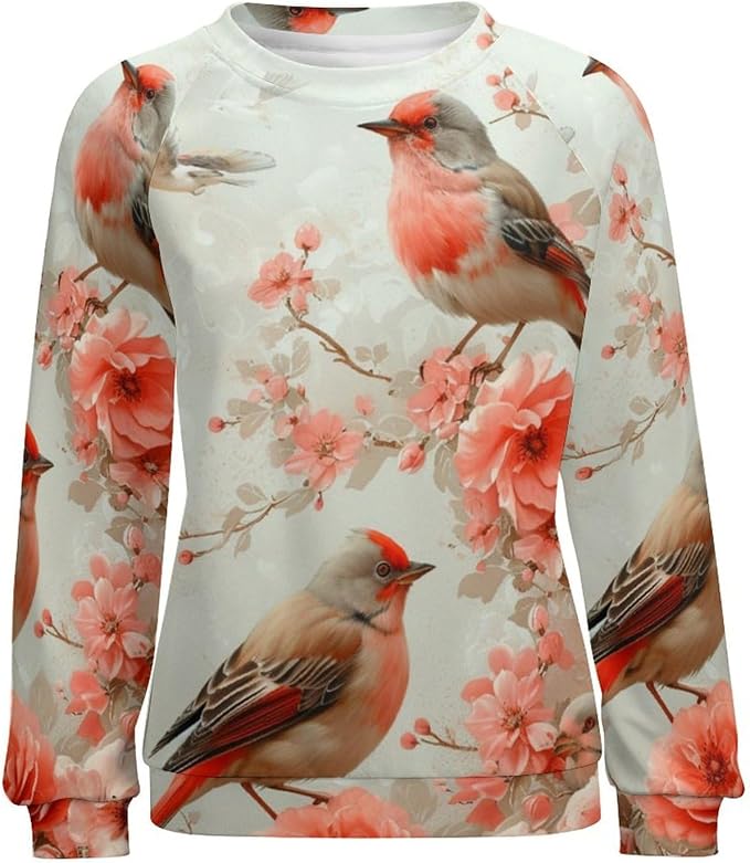 Womens Long Sleeve Tops Y2k Japanese Art Print Sweatshirts Fall Pullover for Women Crewneck Vintage Shirts Boho Tops