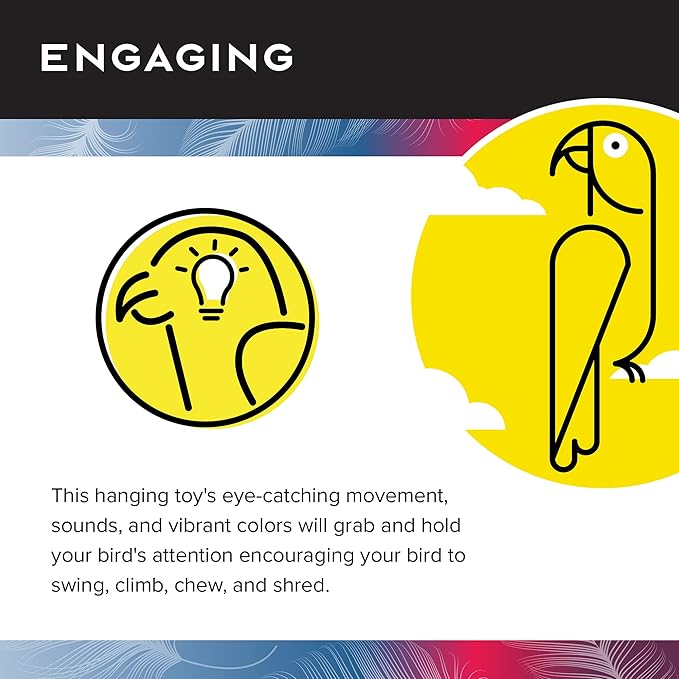 Featherland Paradise Bird Toy for Medium to Large Birds - Knots N Blocks - Parrot Toys for Parakeets, Sun Conures, Caiques, Medium Birds