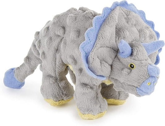 goDog Dinos Frills Squeaky Plush Dog Toy, Chew Guard Technology - Gray, Small