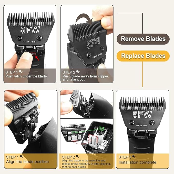 10W Wide Blades for Dog Grooming Blades Compatible with Andis Dog Clippers Blades,Dog Clipper Blades Compatible with Oster A5,Wahl km10 Dog Clippers for Horse Dog Cat Animals