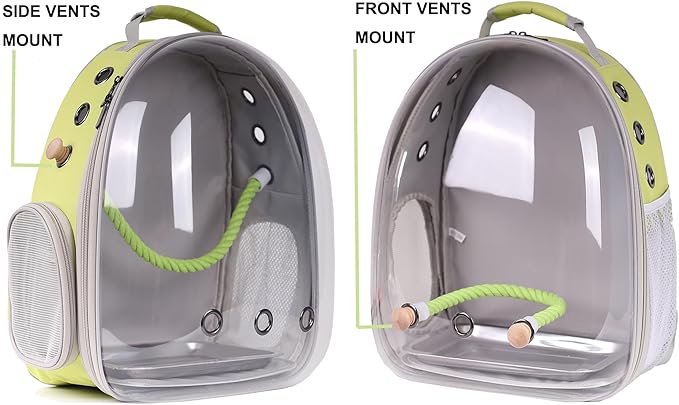 Bird Travel Backpack Carrier, Clear Bubble Window Transport Backpack for Birds, Space Capsule Astronaut Liked Vet Carry Book Bag for Parakeet Parrot (M-YEL, Clear Bubble)