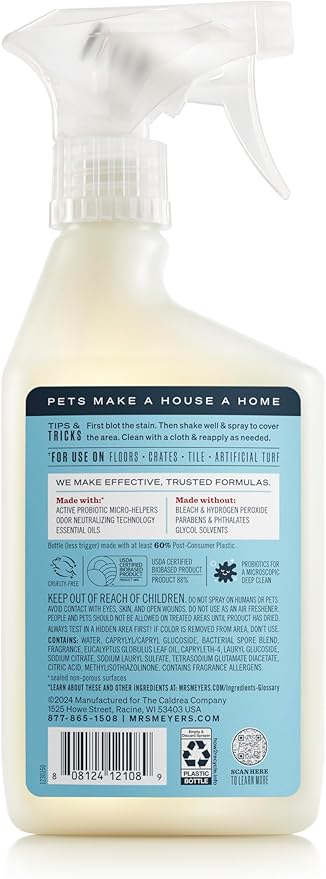 Mrs. MEYER'S CLEAN DAY Pet Multi-Surface Cleaner, Coconut Leaf Scent, 16oz