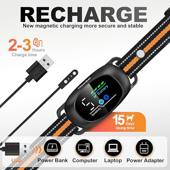 Upgraded Anti-Bark Collar with Remote Control, 2-in-1 Dog Training Collar&Dog Bark Collar with 5 Adjustable Sensitivity,Smart Anti Barking for Large Medium Small Dogs E Collar-Orange