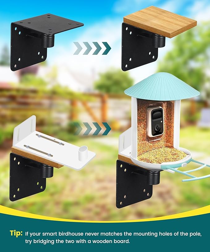 Bird Feeder Pole, 103 inch Bluebird House Pole for Outside Heavy Duty with 5 Prongs Base, Smart Bird Feeder Stand for Outdoor Wild Birds Watching, Birds Buddy Mounting Poles