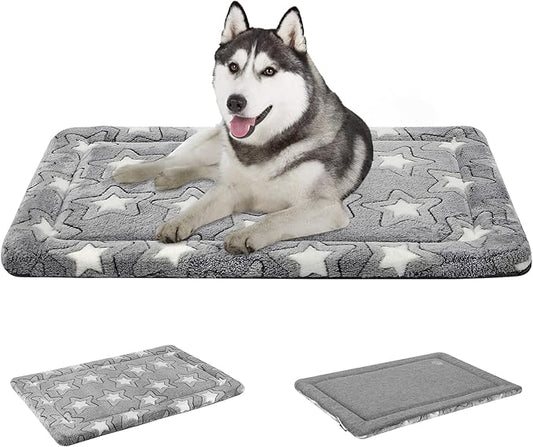 EMPSIGN Dog Crate Pad - Reversible Kennel Mat (Cool & Warm), Machine Washable, Cozy Star Pattern Sleeping Pad for Small Medium Large Dogs, All-Season Pet Bed, Suitable for 36"x24" Dog Crate, Grey