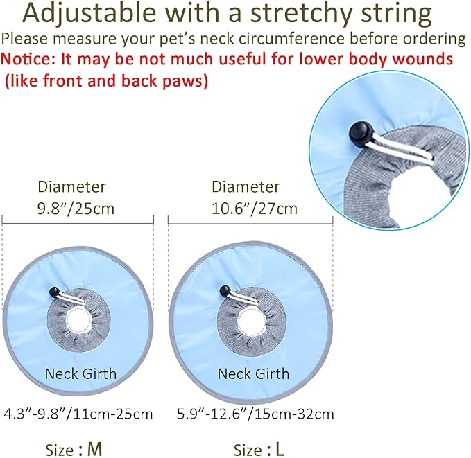 Waterproof Cat Recovery Collar, Adjustable Pet Cone Collar, Protective Cat Neck Cones to Stop Licking Wounds, Lightweight Kitten Cones After Surgery, Elizabethan E Collar for Cats, Small Dog, Puppy
