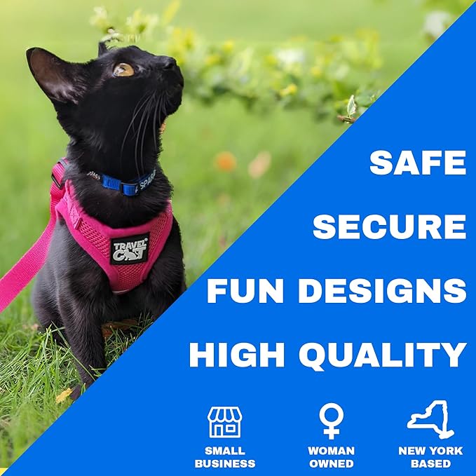 Travel Cat Harness and Leash Set - Adjustable Fit Mesh Cat Harness and Reflective Strap - Comfort Walking Vest for Kitten for Outdoor Walking, Hiking (Extra Small)