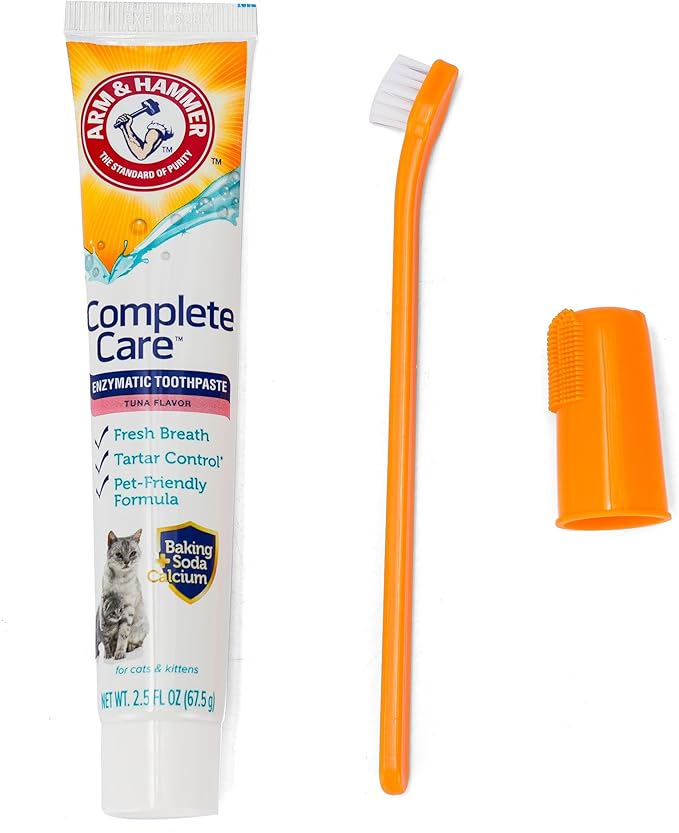 Arm & Hammer Complete Care Dog Dental Kit, Tuna Flavor Enzymatic Dog Toothpaste, Toothbrush, & Finger Brush, Baking Soda + Calcium, Enhanced Formula, 2.5oz