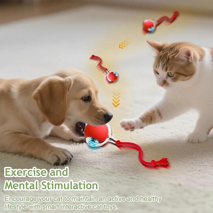 Interactive Cat Toys Balls for Indoor Cats, 2025 New Motion Activated Cat Balls with 360° Smart Automatic Rolling Moving for Bored Kitten Pet Cats Dogs (3 Colors)