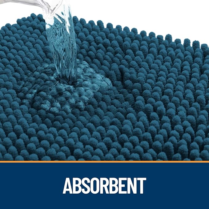 OLANLY Dog Door Mat Set 4-Piece 30x20, Absorbs Moisture and Dirt, Absorbent Non-Slip Washable Doormat, Quick Dry Chenille Mud Mat for Dogs, Entry Indoor Entryway Carpet for Inside Floor, Atlantic Blue