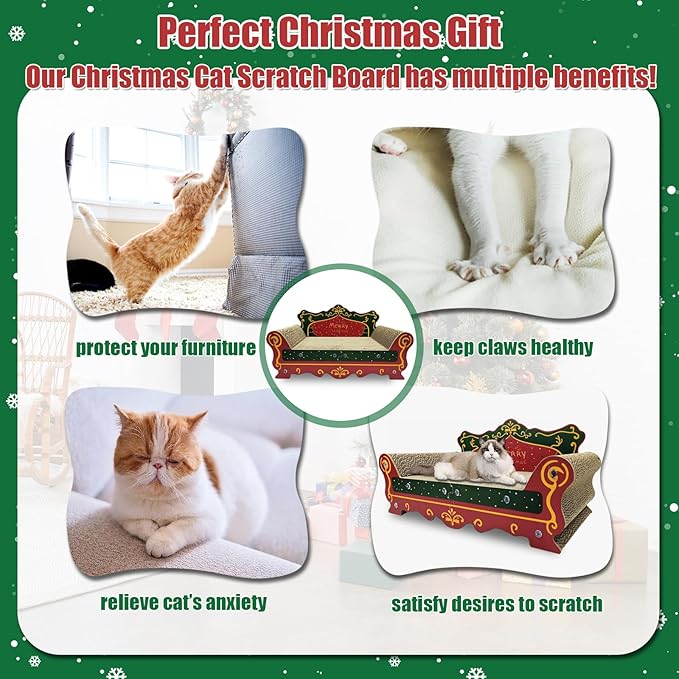 Luxury Cardboard Cat Scratcher Sofa Bed Couch Shaped Cat Scratching Board, Cat Scratch Lounge with Catnip,Cat Scratcher for Indoor Cats(Xmax)