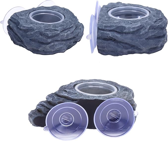 AIICIOO Crested Gecko Feeder Ledge Single Bowl Reptile Food Dish with 3PCS Reptile Feeding Cup Pet Water Dish for Bearded Dragon Snake Frog Tortoise Lizard Chameleon