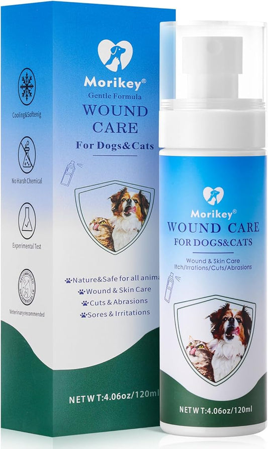 Pet Wound Care,Gentle Formula Wound Spray for Pets, Helps with Rashes,Itching,Skin Irritations, Hot Spots,Bites, Non-irritating for Relief & Treatment,Safe for Dogs&Cats,4.06OZ
