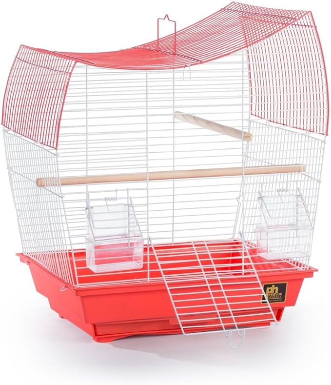 Rustic Retreat Top Bird Cage with Durable Metal Construction, Spacious Interior, and Convenient Top Access Lime Green/Wave Top