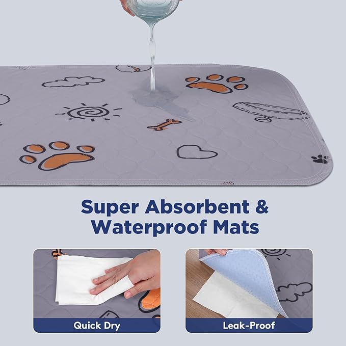 Washable Pee Pads for Dogs, Extra Large 72"x72" Super Absorbent Reusable Training Dog Pads, 100% Waterproof Non-Slip Large Dog Mat for Training, Whelping, Housebreaking, Incontinence, Playpen, Crate