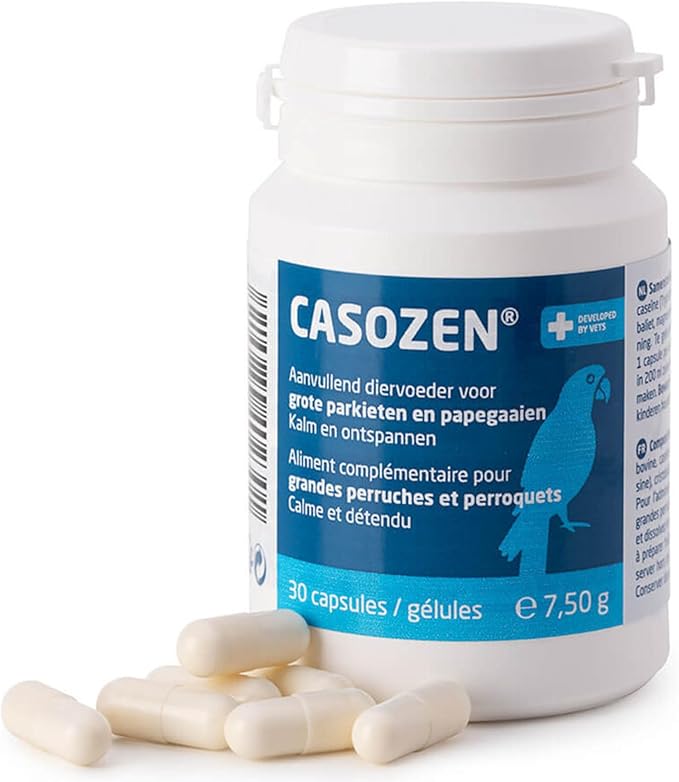Calming Support for Large Parrots, Bird Calming Capsule, Soothes Plucking, Biting, & Screaming, Promotes Healthy Mood & Balanced Behavior - Natural & Safe for Bird 12.5oz or More 30 Capsule