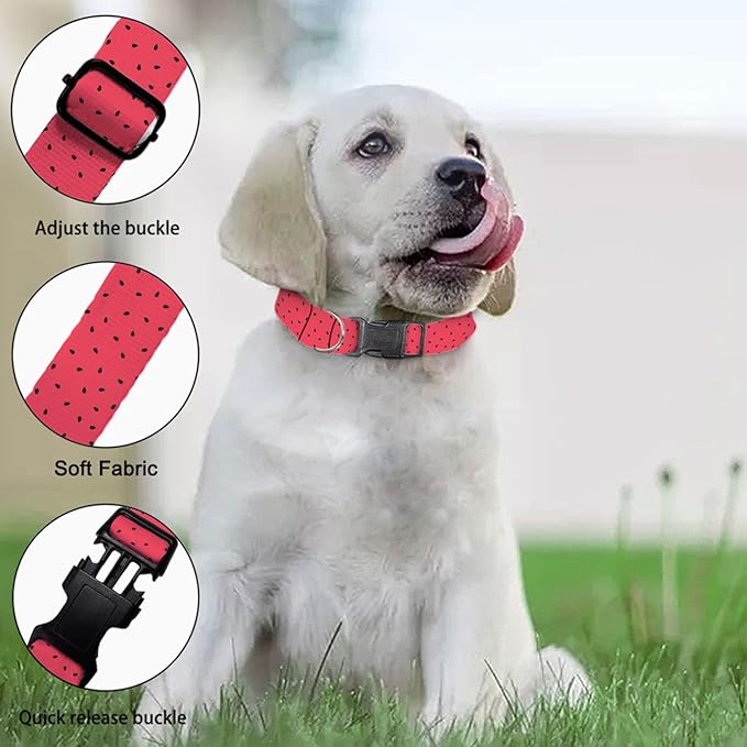 Red Watermelon Black Seeds Dog Collar Cat Big Neck Collars Soft for Small Extra Large Heavy Duty Pet Dogs