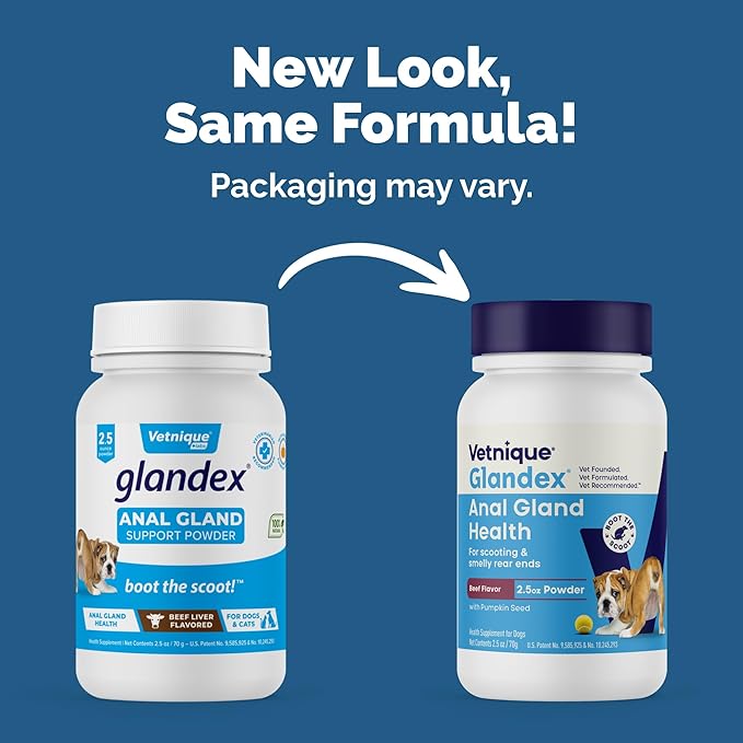 Vetnique Glandex Dog Fiber Supplement Powder Anal Gland Health with Pumpkin, Digestive Enzymes & Probiotics, Vet Recommended (Regular or Advanced Strength) - Boot The Scoot (2.5oz Powder, Beef Liver)