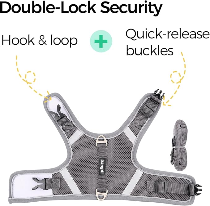 Cat Harness and Leash Escape Proof Kitten Harness Cat Leash for Walking Travel Service Cat Vest, Grey, X-Large