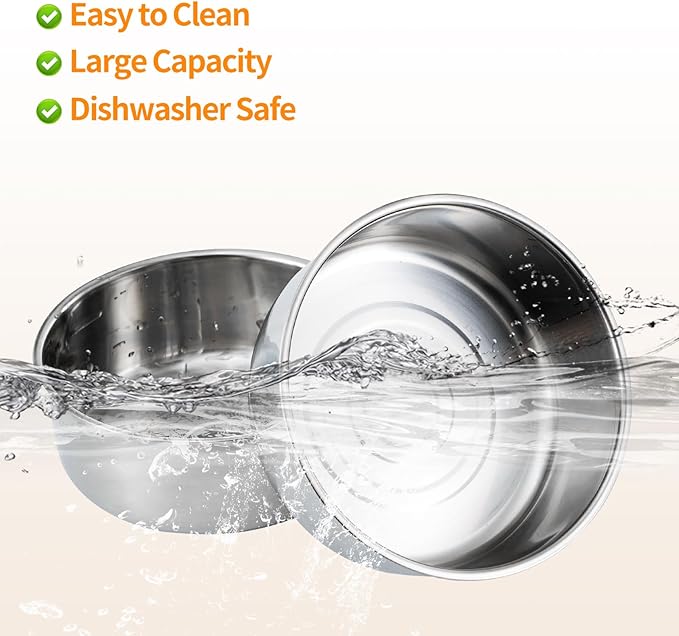 Elevated Dog Bowls for Medium and Large Dogs Wood Raised Bowl Stand with Two 1700ML (58oz) Stainless Steel Dog Food and Water Bowls,Non-Slip