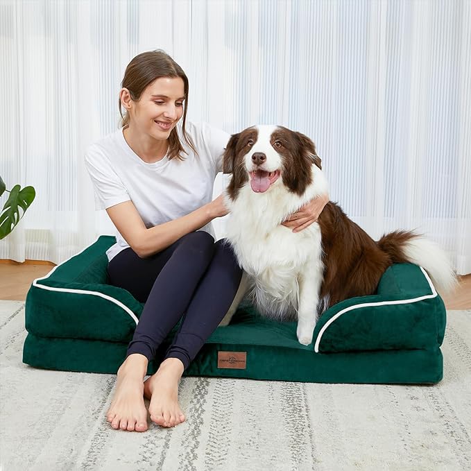 Comfort Expression Small Dog Beds Waterproof Orthopedic Foam Dog Sofa Beds for Small Dogs Comfy Pet Bed with Washable Removable Cover & Non-Slip Bottom(X-Small,Emerald)