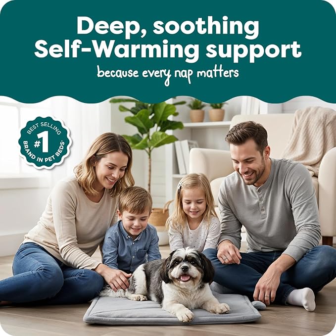 Furhaven ThermaNAP Self-Warming Cat Bed for Indoor Cats & Small Dogs, Washable & Reflects Body Heat - Quilted Faux Fur Reflective Bed Mat - Gray, Small