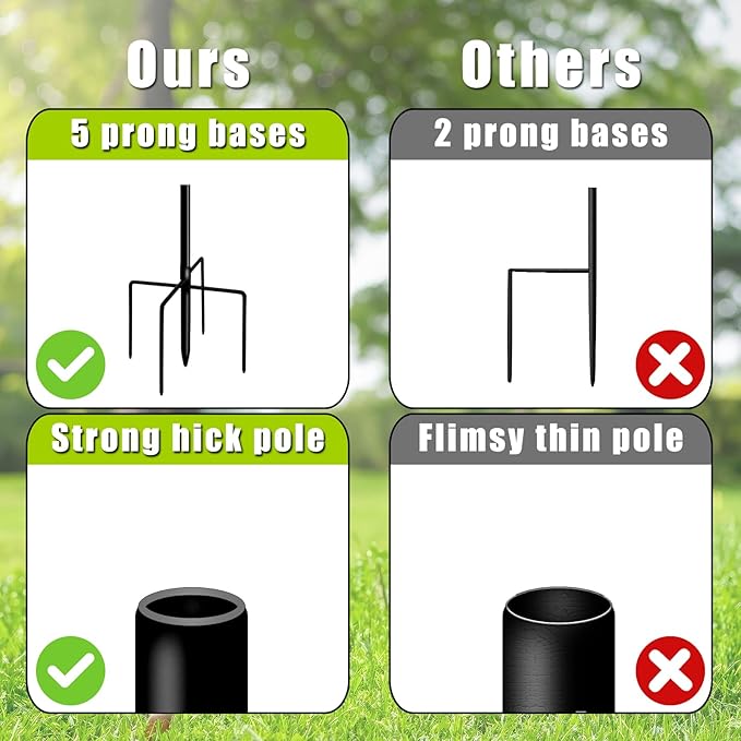 Shepherds Hooks for Outdoor 48 Inch Garden Bird Feeder Pole with 5 Prongs Base Adjustable for Hanging Flower Basket Plant Pot Solar Lantern Light Wind Chime Hanger for Wedding Decor 1 Pack