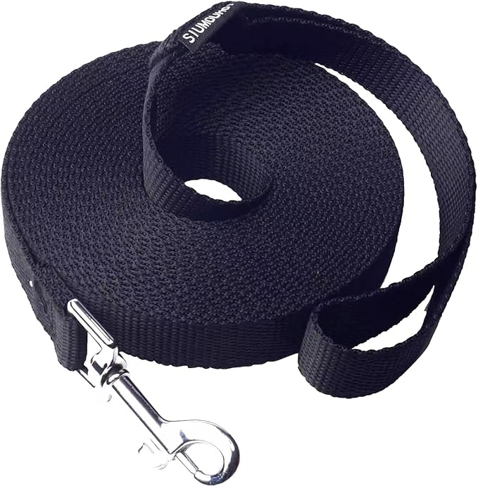 Dog/Puppy Obedience Recall Training Agility Lead - 20ft Long Training Leash，3/4in Wide - Great for Play, Camping, or Backyard (20 Feet, Black)