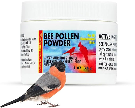 Morning Bird Bee Pollen Powder for Birds 1 Oz – Complete Nutrition with Protein, Amino Acids & Immune Support – Bird Vitamin & Mineral Supplement for Daily Health & Wellness