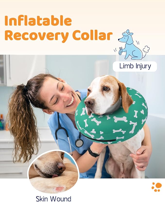 Supet Inflatable Dog Cone Collar Alternative After Surgery, Doggie Neck Donut Collar Recovery ECollar for Post Surgery, Soft Dog Cone for Small Medium Puppies Cats