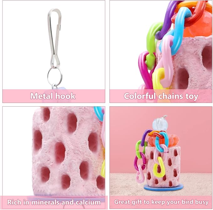 Bird Beak Grinding Parakeet Treats Bird Calcium Chewing Toy for Budgies Parakeet Cockatiel Conure Hamster (Random Color) (Small (1 pc))