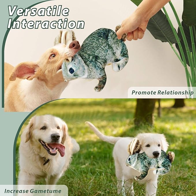 Dog Toy Rabbit Squeak,Attractive Squeaking Sound is Suitable for Dogs to Interact and Play on Outdoor Grass, Suitable for Small and Medium-Sized Dogs, Cute Plush Rabbits (Green)