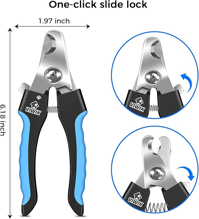 VIWIK Dog Nail Trimmers for Large Medium Dogs, Cats, Professional Dog Nail Clippers with File Quick Sensor & Safety Guard to Avoid Overcutting, Pet Claw Paw Clipper for Grooming with Toenail File Blue