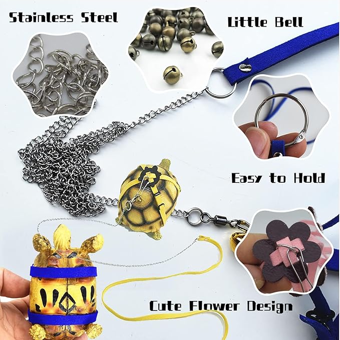 QBLEEV Adjustable Turtle Leash Harness, Pet Tortoise Walking Rope with Comfortable Fit, Outdoor Training Control Harness for Hamsters Guinea Pigs Chinchillas Ferrets